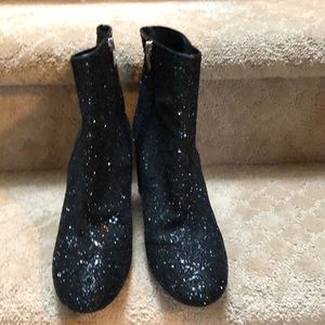 Black glitter booties